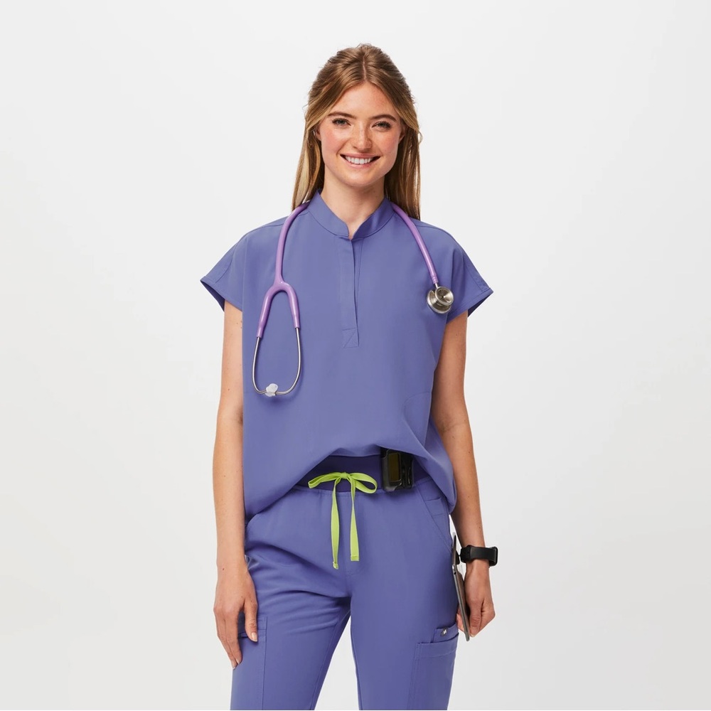 Figs Rafaela Scrub Top Blueberry